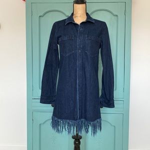NWT Anthropologie 3x1 NYC Denim Fringe Dress. Navy